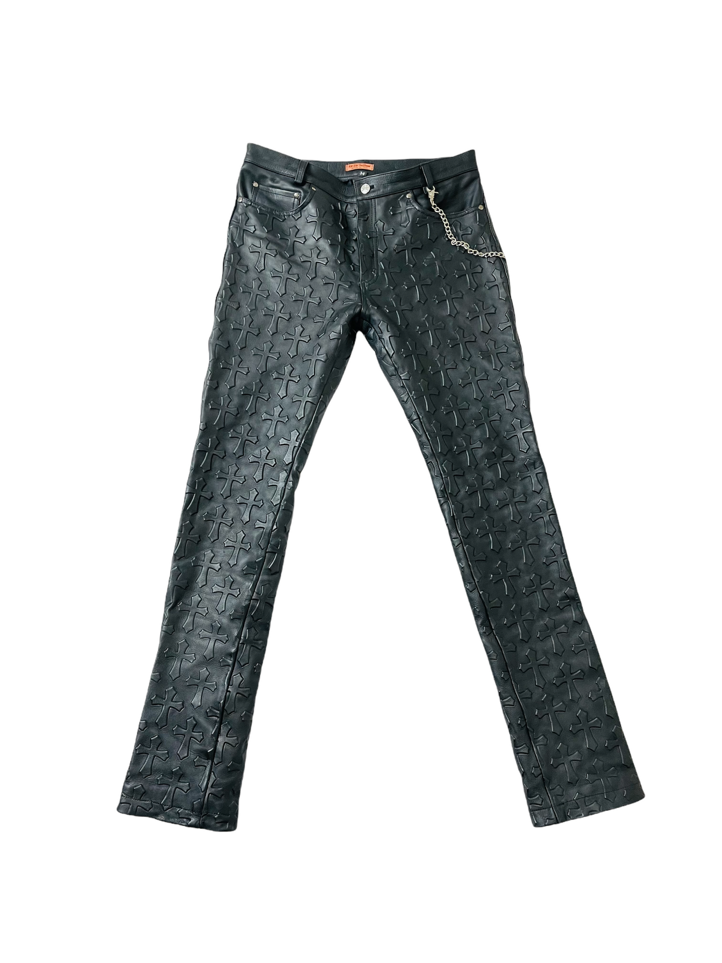 Ready To Ship Embossed Cross Leather Pants *Size Up !!*