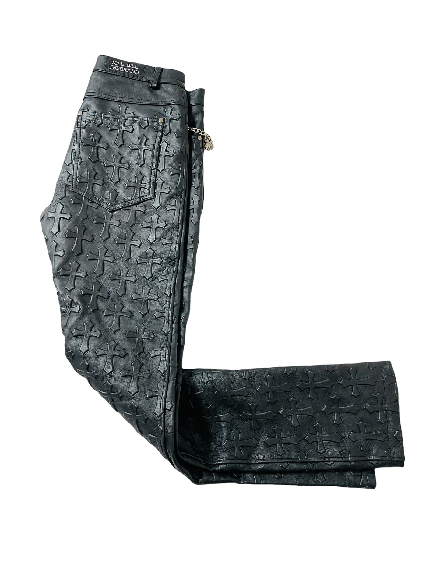 Ready To Ship Embossed Cross Leather Pants *Size Up !!*