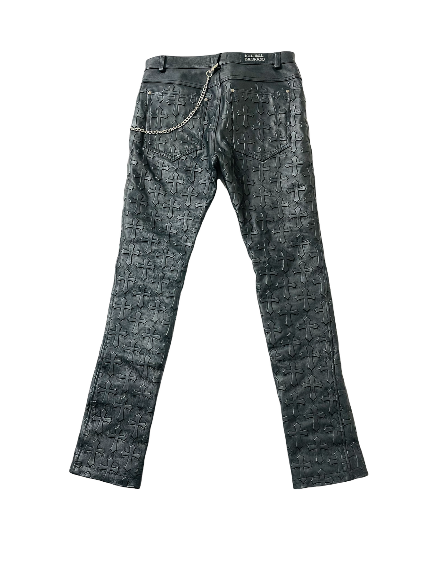 Ready To Ship Embossed Cross Leather Pants *Size Up !!*